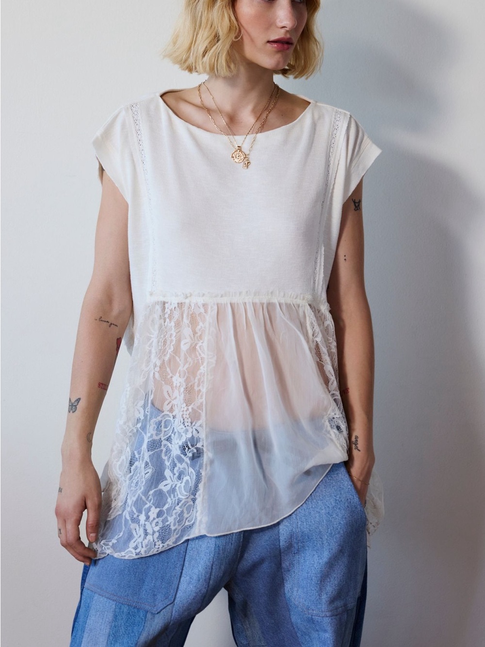 Kimchi Blue Ivory Flowy Top